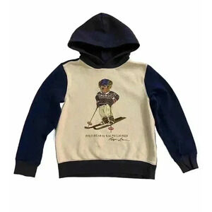 Polo Ralph Lauren Boys Polo Bear Ski Graphic Colorblock Hoodie SweatshirM 10 12